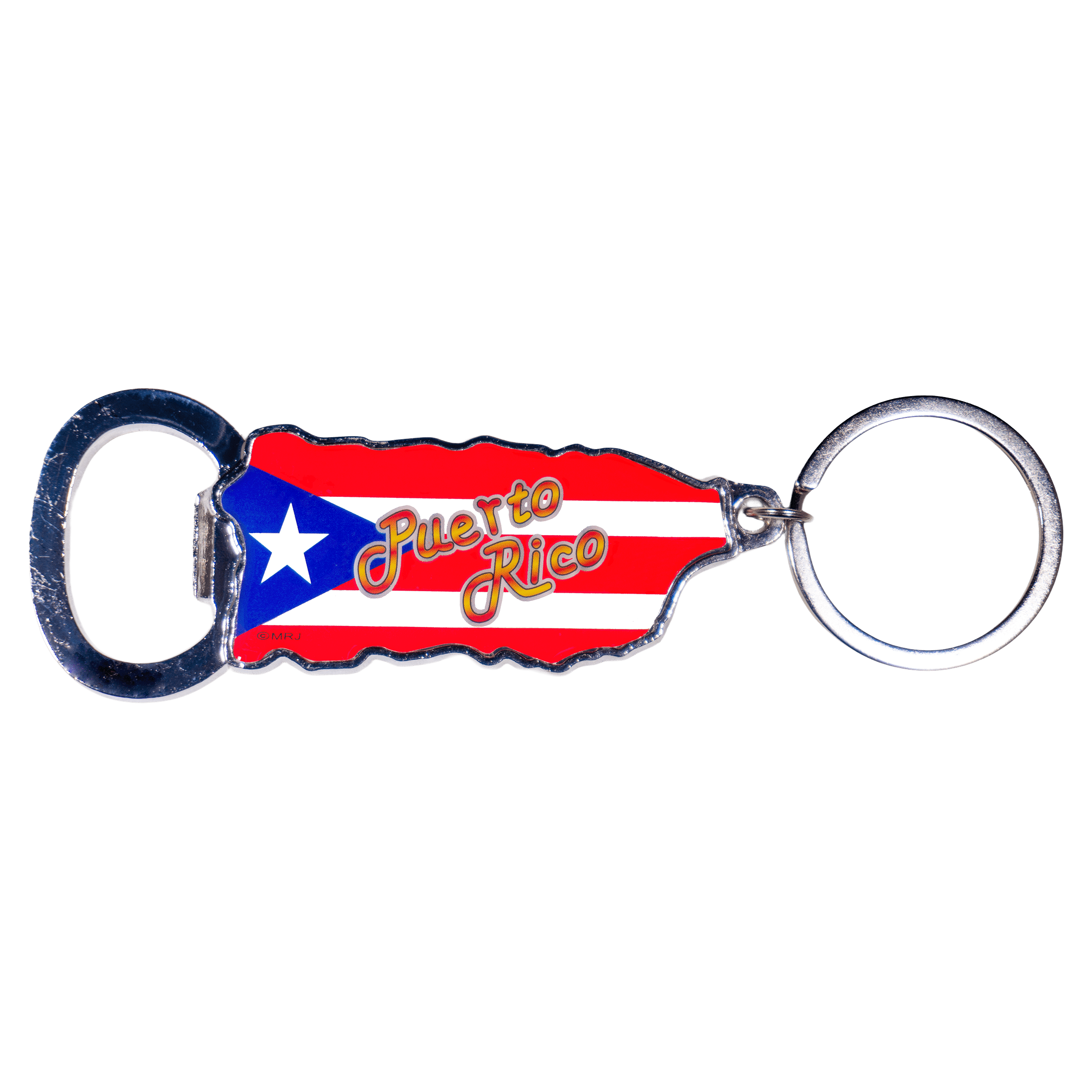 Mrj Souvenirs Llavero Destapador Bandera Forma Isla Pr