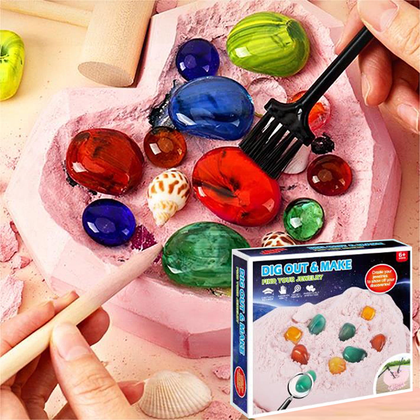 Mrmaere Archaeology Excavation Toy Set for Kids with Gemstones