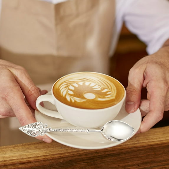 Mrmaere Coffee Spoon 4.7 Inch Vintage Gold Coffee Spoon for Tea, Dessert, and Condiments – Sophisticated Demitasse Utensil for a Flair of Style Silver