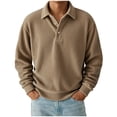 thumbnail image 1 of Mrmaere Corduroy Collared Shirt Men Casual Long Sleeve Pullover With Button Closure For Fall Khaki L, 1 of 4