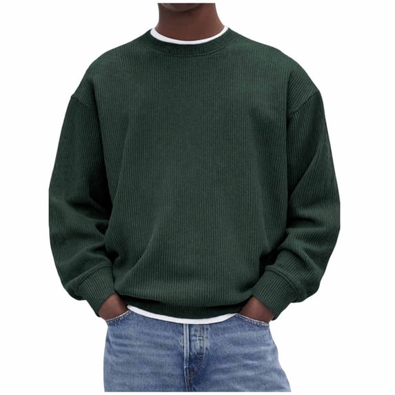 Mrmaere Crew Neck Striped Knit Sweater Men Casual Pullover For Fall And Winter Army Green L