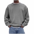 thumbnail image 1 of Mrmaere Crew Neck Striped Knit Sweater Men Casual Pullover For Fall And Winter Gray L, 1 of 6