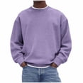 thumbnail image 1 of Mrmaere Crew Neck Striped Knit Sweater Men Casual Pullover For Fall And Winter Purple XXXL, 1 of 6