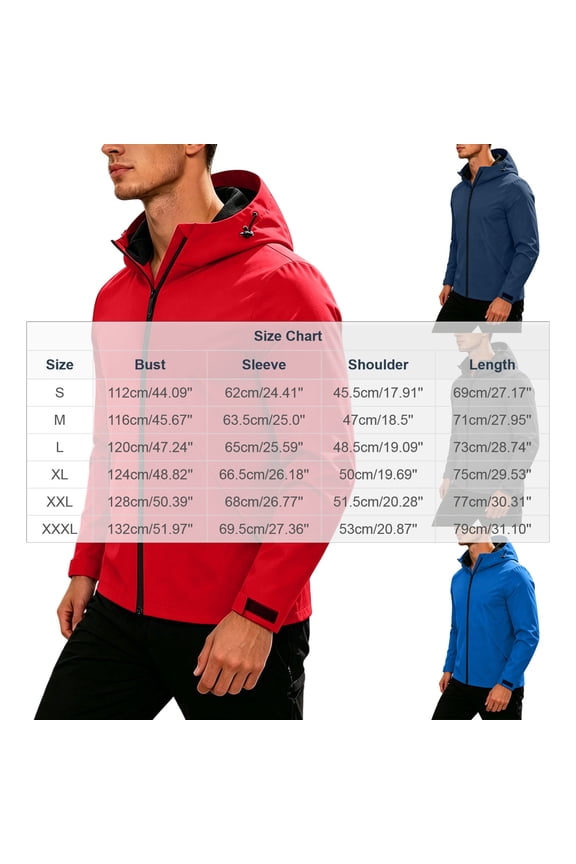 Hooded Outdoor Hiking Jacket Men Hooded Zip Up Windproof Water Resistant Mountain Jacket Navy S