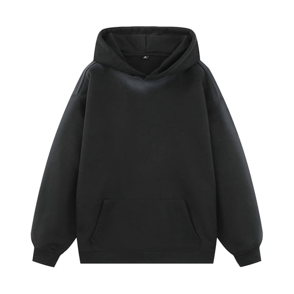 Mrmaere Hoodie Men Basic Solid Color With Kangaroo Pocket Casual Long Sleeve Pullover Black S