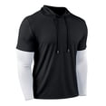 thumbnail image 1 of Mrmaere Layered Hoodie T-Shirt Men Casual Long Sleeve Top With Drawstring for Gym Black L, 1 of 5