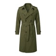 thumbnail image 1 of Mrmaere Men Lapel Trench Coat Double Breasted Belted Long Sleeve Outerwear For Business Daily Army Green XXL, 1 of 9