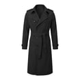 thumbnail image 1 of Mrmaere Men Lapel Trench Coat Double Breasted Belted Long Sleeve Outerwear For Business Daily Black S, 1 of 9
