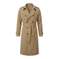 thumbnail image 1 of Mrmaere Men Lapel Trench Coat Double Breasted Belted Long Sleeve Outerwear For Business Daily Khaki L, 1 of 9
