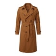 thumbnail image 1 of Mrmaere Men Lapel Trench Coat Double Breasted Belted Long Sleeve Outerwear For Business Daily Orange M, 1 of 9