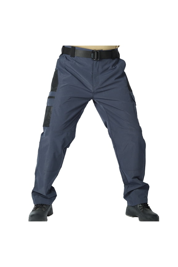 Men’s Abrasion-Resistant Patchwork Cargo Pants Long Leg Reinforced Design Functional Pockets Wear for Outdoor Work Tasks Gray M