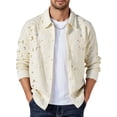 thumbnail image 1 of Mrmaere Men's Button-Front Knit Jacket Collared Openwork Detail Breathable Stylish Outerwear for Daily & Casual Beige L, 1 of 7