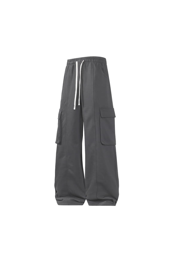 Men's Cargo Pants Drawstring Waist Side Pockets Soft Fabric Casual Daily Streetwear Outdoor Errands Gray XL