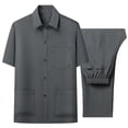 thumbnail image 1 of Mrmaere Men's Collared Button Up Shirt and Pants Set Short Sleeve 2 Piece Durable for Uniform and Work Dark Gray XXXL, 1 of 8