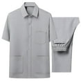 thumbnail image 1 of Mrmaere Men's Collared Button Up Shirt and Pants Set Short Sleeve 2 Piece Durable for Uniform and Work Gray S, 1 of 3