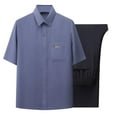 thumbnail image 1 of Mrmaere Men's Collared Button Up Shirt and Pants Set Short Sleeve 2 Piece Lightweight for Daily Outdoor Light Blue M, 1 of 3