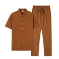 thumbnail image 1 of Mrmaere Men's Collared Button Up Shirt and Pants Set Short Sleeve 2 Piece Wrinkle Resistant for Office Business Coffee S, 1 of 8