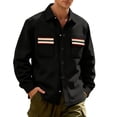 thumbnail image 1 of Mrmaere Men's Collared Jacket Button-Front Contrast Pocket Stylish Comfortable Outerwear for Daily & Casual Black L, 1 of 6