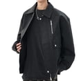 thumbnail image 1 of Mrmaere Men's Collared Oversized Jacket Multi-Zipper Stylish Casual Outerwear for Daily & Streetwear Black L, 1 of 5