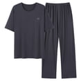 thumbnail image 1 of Mrmaere Men's Crew Neck Short Sleeve T Shirt and Pants Set 2 Piece Pullover Soft Breathable for Daily Home Outdoor Black XXXL, 1 of 5