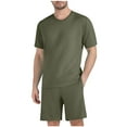 thumbnail image 1 of Mrmaere Men's Crew Neck T Shirt and Shorts Set Short Sleeve 2 Piece Pullover Breathable for Summer Daily Army Green M, 1 of 6