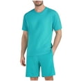 thumbnail image 1 of Mrmaere Men's Crew Neck T Shirt and Shorts Set Short Sleeve 2 Piece Pullover Breathable for Summer Daily Mint Green L, 1 of 6