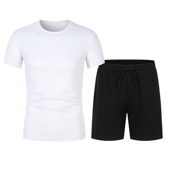 Mrmaere Men's Crew Neck T Shirt and Shorts Set Short Sleeve 2 Piece Pullover Moisture Wicking for Workout Running Beige L