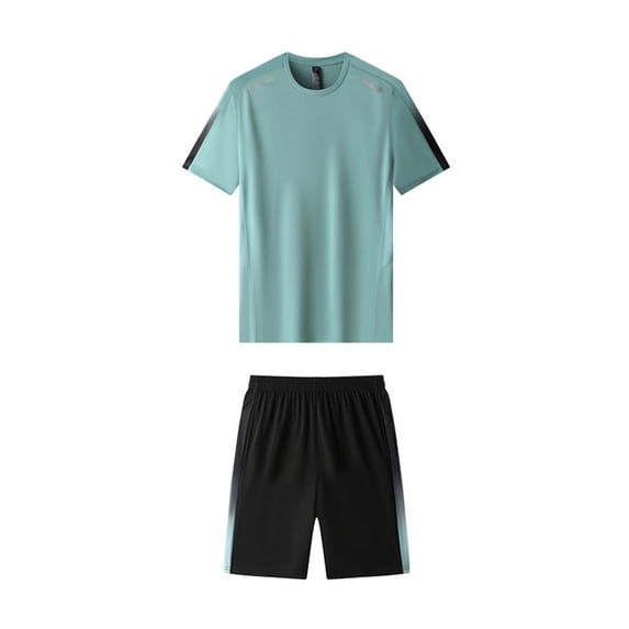 Mrmaere Men's Crew Neck T Shirt and Shorts Set Short Sleeve 2 Piece Pullover Solid for Active Training Army Green XXXL