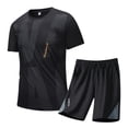 thumbnail image 1 of Mrmaere Men's Crew Neck Tee and Shorts Set Short Sleeve 2 Piece Pullover Dry for Active Training Black L, 1 of 9