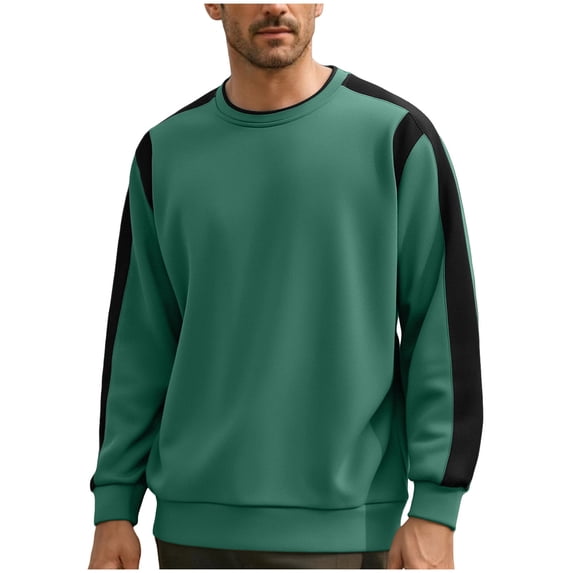 Mrmaere Men's Crewneck Sweatshirt Contrast Raglan Sleeve Design Lightweight Fabric Top for Casual Wear Daily Activities Weekend Relaxation Green XXXXXL