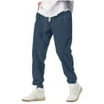 thumbnail image 1 of Mrmaere Men’s Cuffed Drawstring Denim Pants Long Leg Relaxed Design Classic Style Wear for Daily Errands Urban Outings Navy XXL, 1 of 6