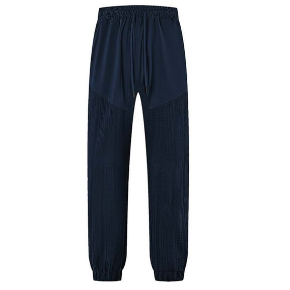 Mrmaere Men’s Cuffed Drawstring Scrub Pants Long Leg Soft Fabric Functional Pockets Wear for Medical Work Daily Shifts Navy XL