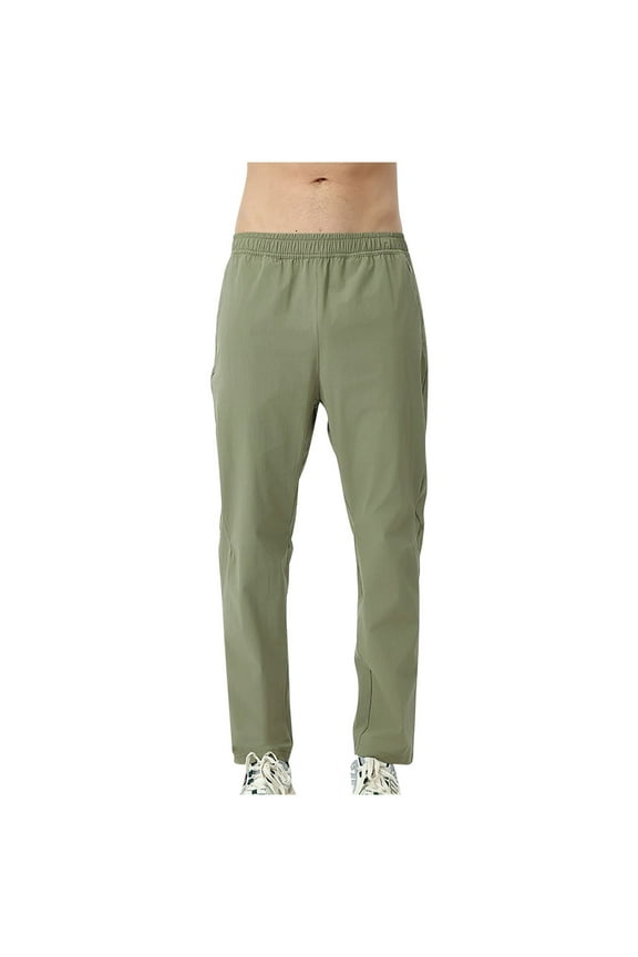 Men’s Cuffed Drawstring Sport Pants Long Leg Stretchy Fabric Comfortable Fit Wear for Gym Workouts Casual Hangouts Green S