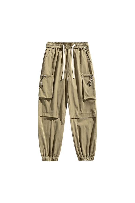 Men’s Cuffed Lantern Cargo Pants Long Leg Trendy Design Roomy Fit Wear for Urban Outings Special Occasions Khaki XL