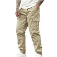 thumbnail image 1 of Mrmaere Men’s Cuffed Multi Pocket Cargo Pants Long Leg Roomy Pockets Sturdy Fabric Wear for Casual Gatherings Outdoor Tasks Khaki L, 1 of 7