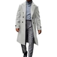 thumbnail image 1 of Mrmaere Men's Double-Breasted Long Coat Notched Lapel Warm Stylish Outerwear for Winter Formal & Casual Gray L, 1 of 5