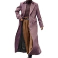 thumbnail image 1 of Mrmaere Men's Double-Breasted Maxi Coat Notched Lapel Stylish Warm Outerwear for Formal & Daily Purple XL, 1 of 6
