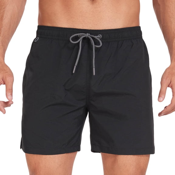 Mrmaere Men's Double Layer Design Casual Shorts Relaxed Elastic Waist Closure Breathable for Vacation Use Black M