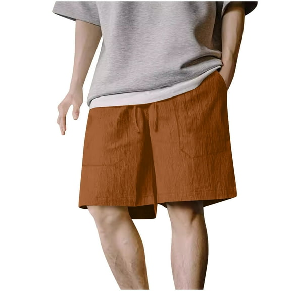 Mrmaere Men's Double Waist Casual Shorts Straight Cut Elastic Waist Pull On Closure Breathable for Daily Casual Outings Coffee XXL