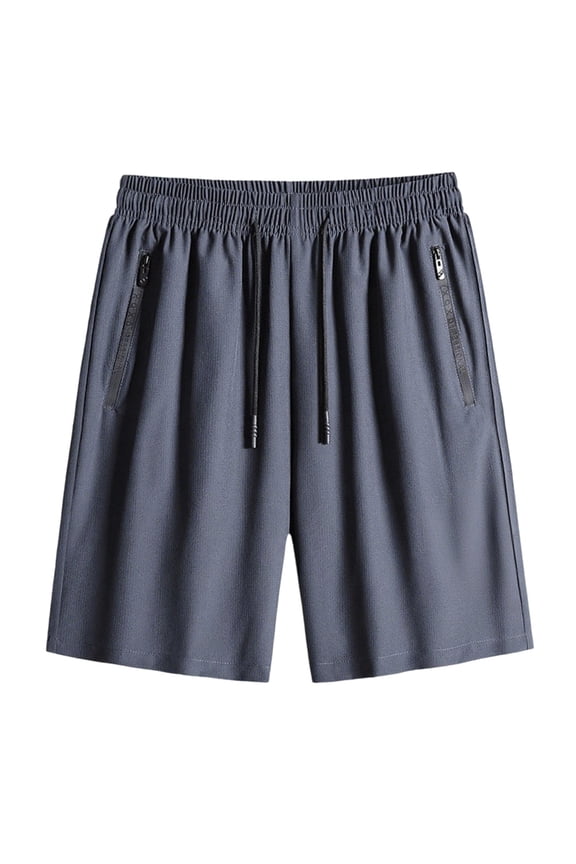 Men's Drapey Athletic Shorts Straight Cut Elastic Waist Pull On Closure Lightweight for Gym Casual Activities Dark Gray L