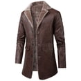 thumbnail image 1 of Mrmaere Men's Faux Leather Shearling-Lined Blazer Coat Buttoned Warm Jacket for Casual & Formal Brown S, 1 of 8