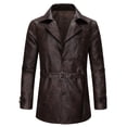 thumbnail image 1 of Mrmaere Men's Faux Leather Trench Coat Belted Stylish Jacket for Casual & Formal Wear Coffee XL, 1 of 9