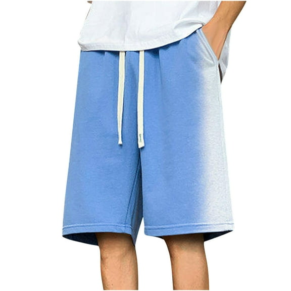 Mrmaere Men's Faux Leather Wide Leg Shorts Relaxed Style Elastic Waist Drawstring Closure Stylish for Street Casual Outings Blue M