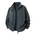 thumbnail image 1 of Mrmaere Men's Fleece Jacket Full-Zip Stand Collar Warm Comfortable Outerwear for Daily & Casual Dark Gray L, 1 of 5