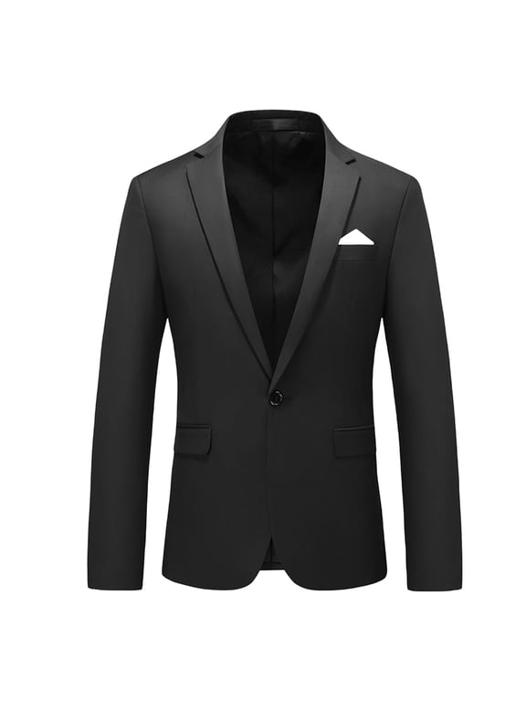 Men’s Formal Business Suit Set Long Sleeve Button Front Tailored Design Smooth Fabric Elegant Style Wear for Office Meetings Formal Gatherings Black L