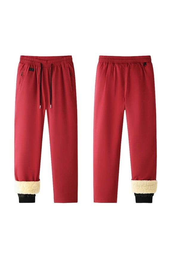 Men’s Heated Warmth Function Pants Long Leg Thermal Design Comfortable Fabric Wear for Cold Weather Outdoor Activities Red L