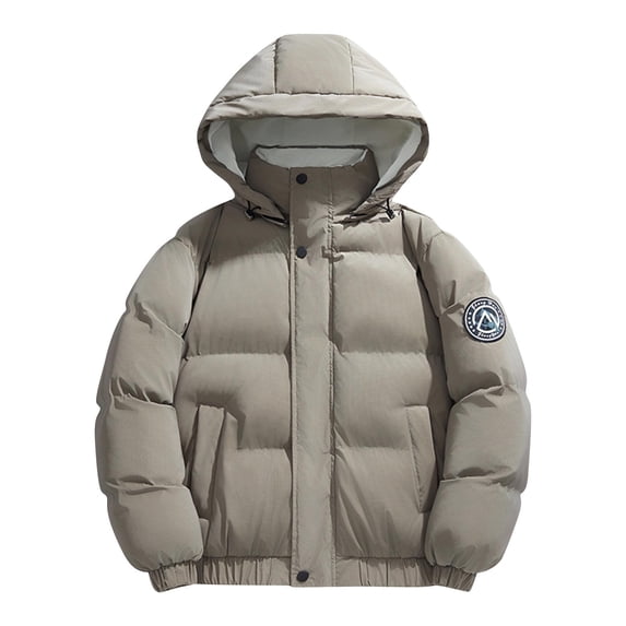 Mrmaere Men's Hooded Button-Front Puffer Jacket Quilted Warm Casual Outerwear for Winter Daily & Outdoor Wear Coffee L