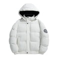 thumbnail image 1 of Mrmaere Men's Hooded Button-Front Puffer Jacket Quilted Warm Casual Outerwear for Winter Daily & Outdoor Wear White L, 1 of 2
