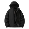 thumbnail image 1 of Mrmaere Men's Hooded Fleece-Lined Winter Jacket Multi-Zipper Pocket Warm Insulated Outerwear for Outdoor & Daily Wear Black XL, 1 of 9