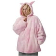 thumbnail image 1 of Mrmaere Men's Hooded Fuzzy Jacket Bunny Ear- Texture Warm Casual Outerwear for Daily & Leisure Wear Pink M, 1 of 7